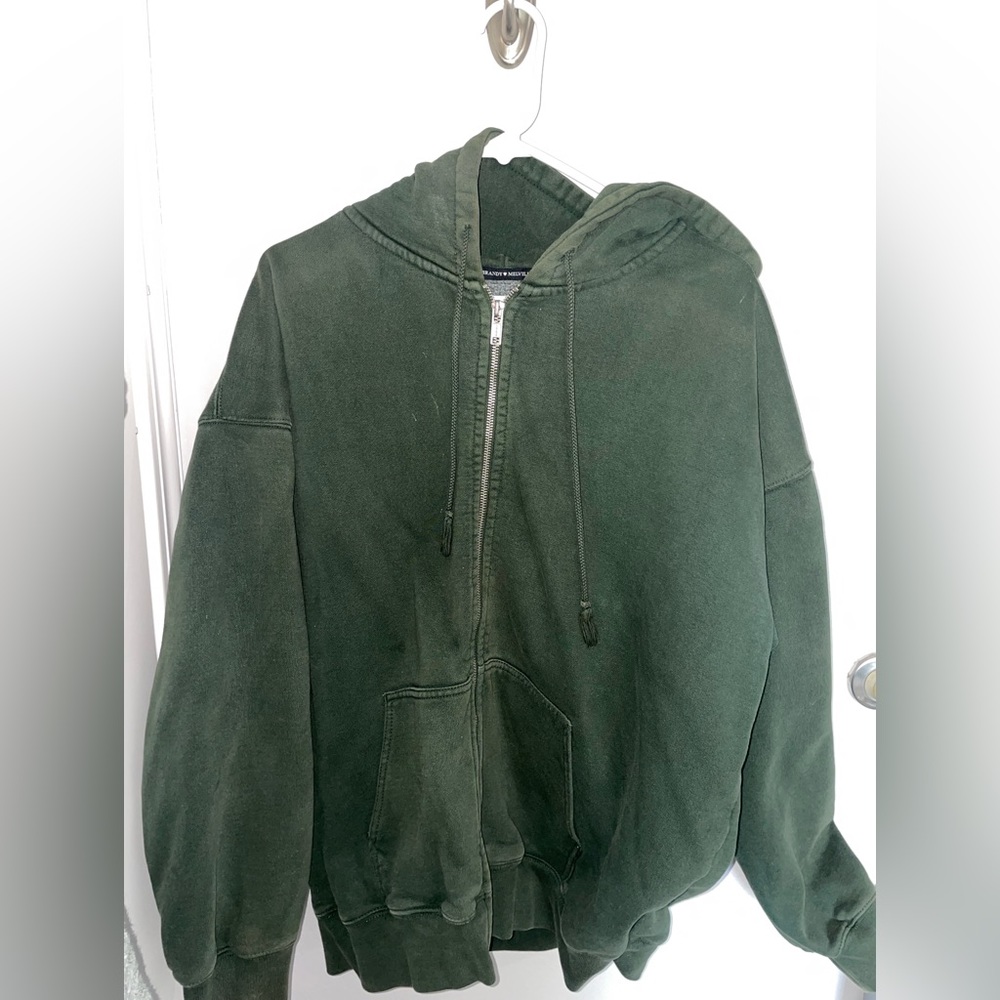 Dark Green Brandy Melville Zip-Up